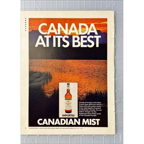 Canadian Mist Whiskey "Canada at its BEST" Dusk Scenery Playboy Vintage Print Ad - Picture 2 of 3